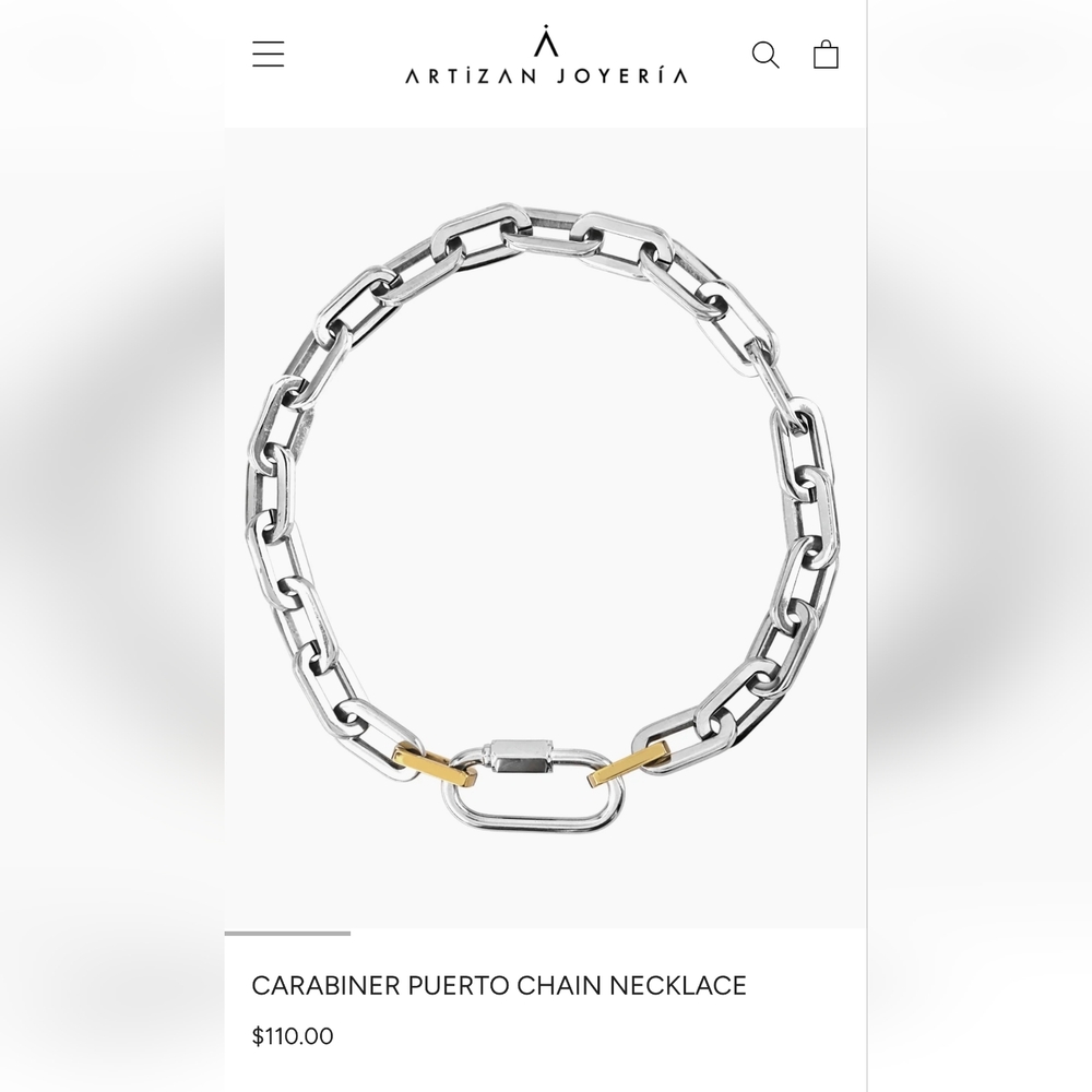 Artizan Joyeria Carabiner Chain Necklace In Silver